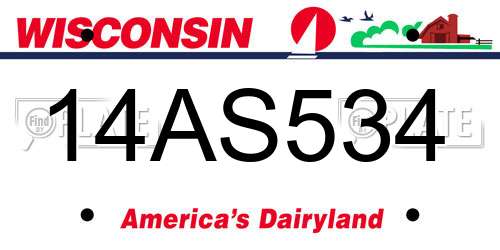 14AS534 Wisconsin License Plate