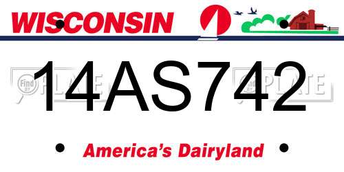 14AS742 Wisconsin License Plate
