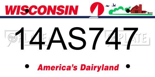 14AS747 Wisconsin License Plate