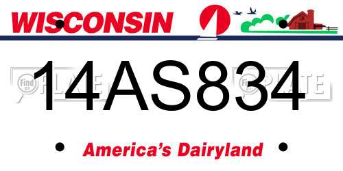 14AS834 Wisconsin License Plate