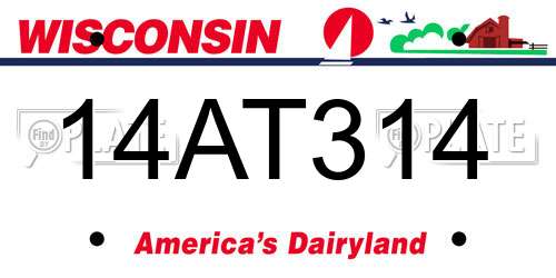 14AT314 Wisconsin License Plate