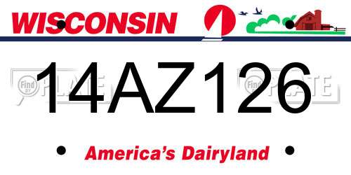 14AZ126 Wisconsin License Plate