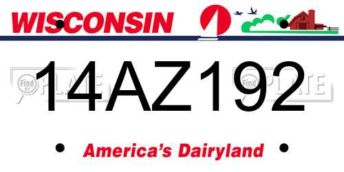 14AZ192 Wisconsin License Plate