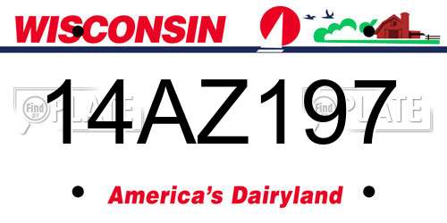 14AZ197 Wisconsin License Plate