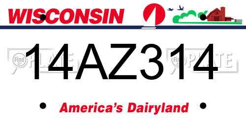 14AZ314 Wisconsin License Plate