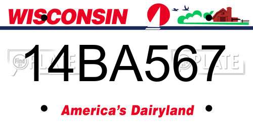 14BA567 Wisconsin License Plate