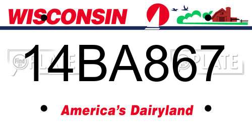 14BA867 Wisconsin License Plate