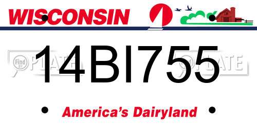 14BI755 Wisconsin License Plate