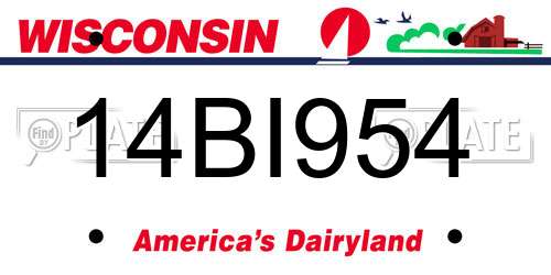 14BI954 Wisconsin License Plate