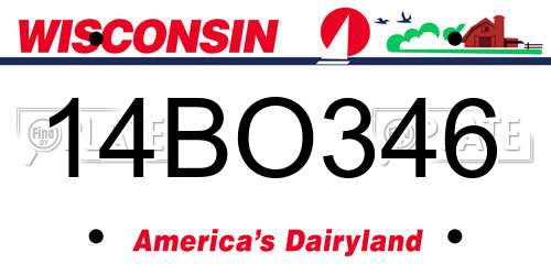 14BO346 Wisconsin License Plate