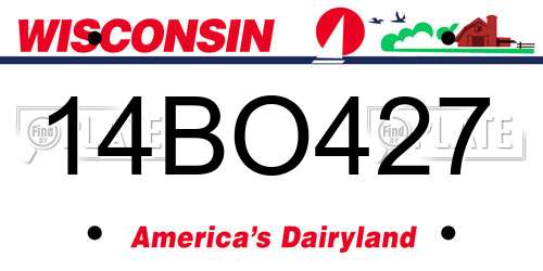 14BO427 Wisconsin License Plate