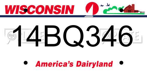 14BQ346 Wisconsin License Plate