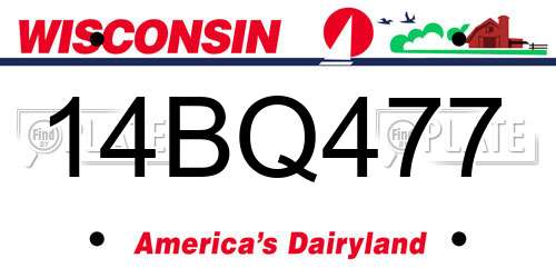 14BQ477 Wisconsin License Plate
