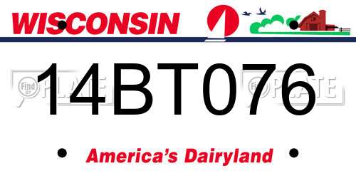 14BT076 Wisconsin License Plate