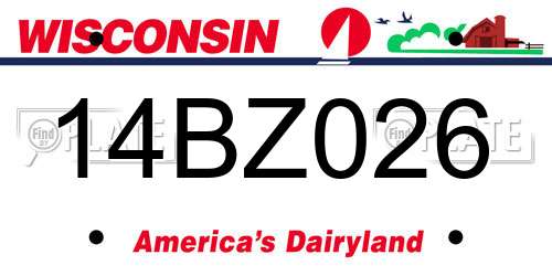 14BZ026 Wisconsin License Plate