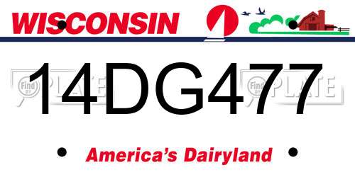 14DG477 Wisconsin License Plate