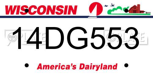 14DG553 Wisconsin License Plate