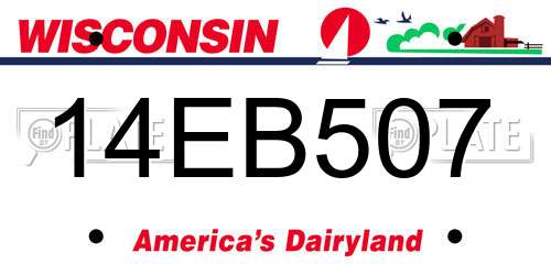14EB507 Wisconsin License Plate
