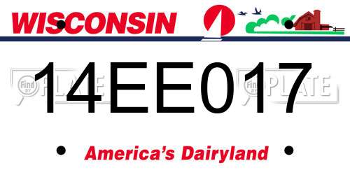 14EE017 Wisconsin License Plate
