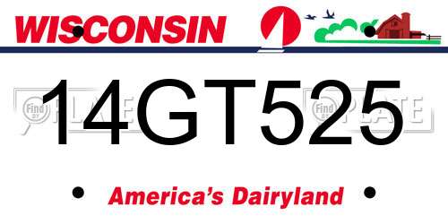 14GT525 Wisconsin License Plate