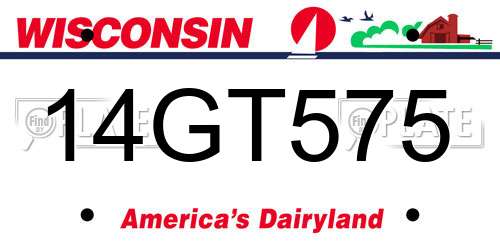 14GT575 Wisconsin License Plate