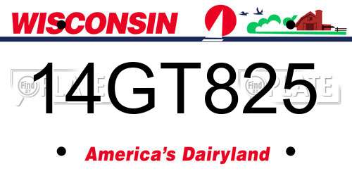 14GT825 Wisconsin License Plate