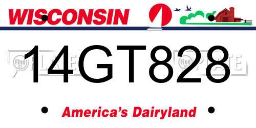 14GT828 Wisconsin License Plate