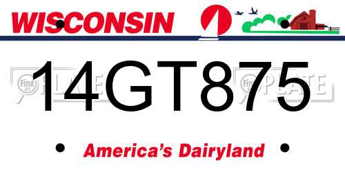 14GT875 Wisconsin License Plate