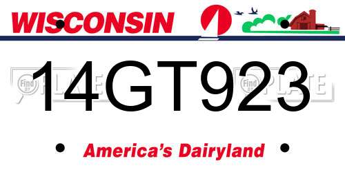 14GT923 Wisconsin License Plate