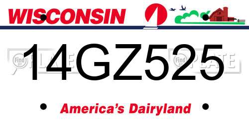 14GZ525 Wisconsin License Plate