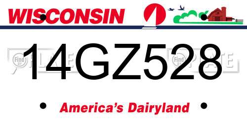 14GZ528 Wisconsin License Plate