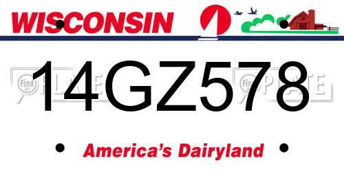 14GZ578 Wisconsin License Plate