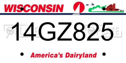 14GZ825 Wisconsin License Plate