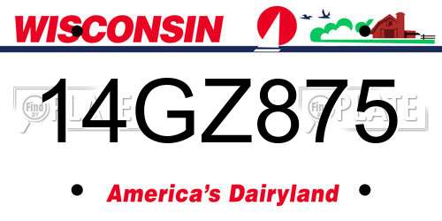 14GZ875 Wisconsin License Plate