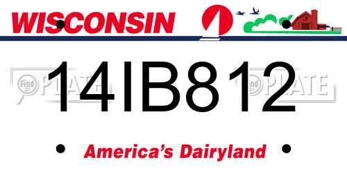 14IB812 Wisconsin License Plate