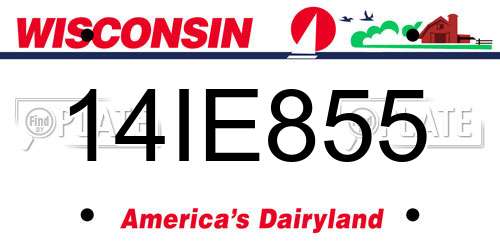 14IE855 Wisconsin License Plate