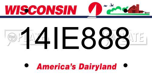 14IE888 Wisconsin License Plate