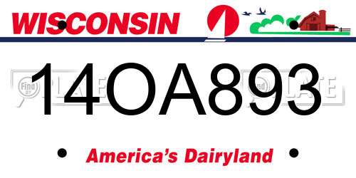 14OA893 Wisconsin License Plate