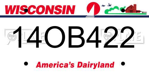 14OB422 Wisconsin License Plate