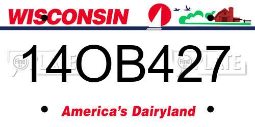 14OB427 Wisconsin License Plate