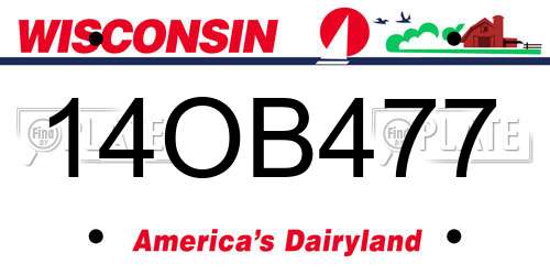 14OB477 Wisconsin License Plate