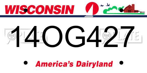 14OG427 Wisconsin License Plate