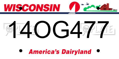 14OG477 Wisconsin License Plate