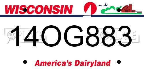 14OG883 Wisconsin License Plate