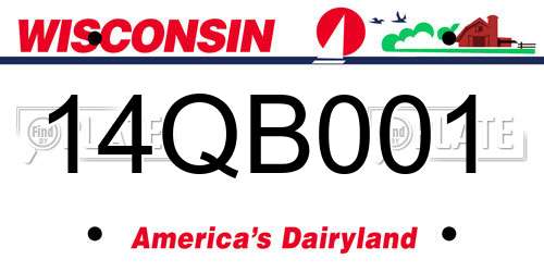 14QB001 Wisconsin License Plate