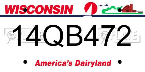 14QB472 Wisconsin License Plate