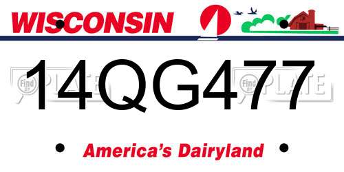 14QG477 Wisconsin License Plate