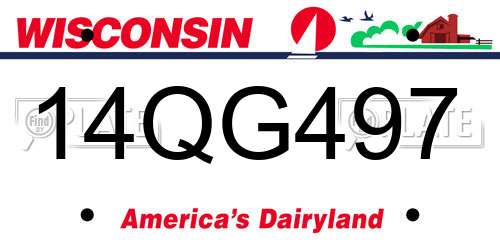 14QG497 Wisconsin License Plate
