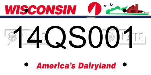 14QS001 Wisconsin License Plate