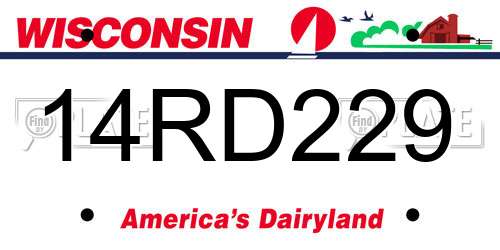 14RD229 Wisconsin License Plate